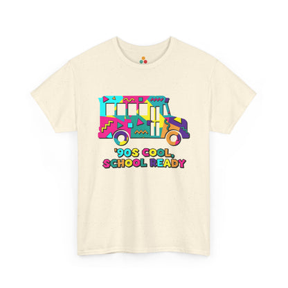 TEEZOCA 90s Cool School Ready SAND BEIGE T-Shirt – Retro Memphis Style Back to School Gift