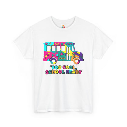 TEEZOCA 90s Cool School Ready white T-Shirt – Retro Memphis Style Back to School Gift
