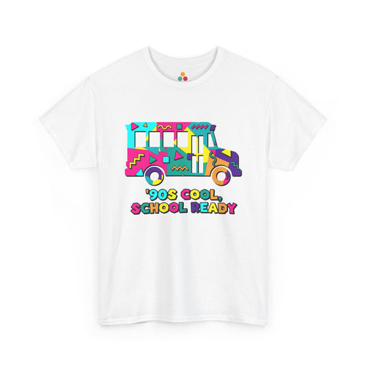 TEEZOCA 90s Cool School Ready white T-Shirt – Retro Memphis Style Back to School Gift