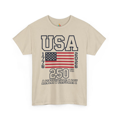 TEEZOCA America 250th Anniversary Shirt t-shirt with clean patriotic typography for teachers, families, and parade photos.
