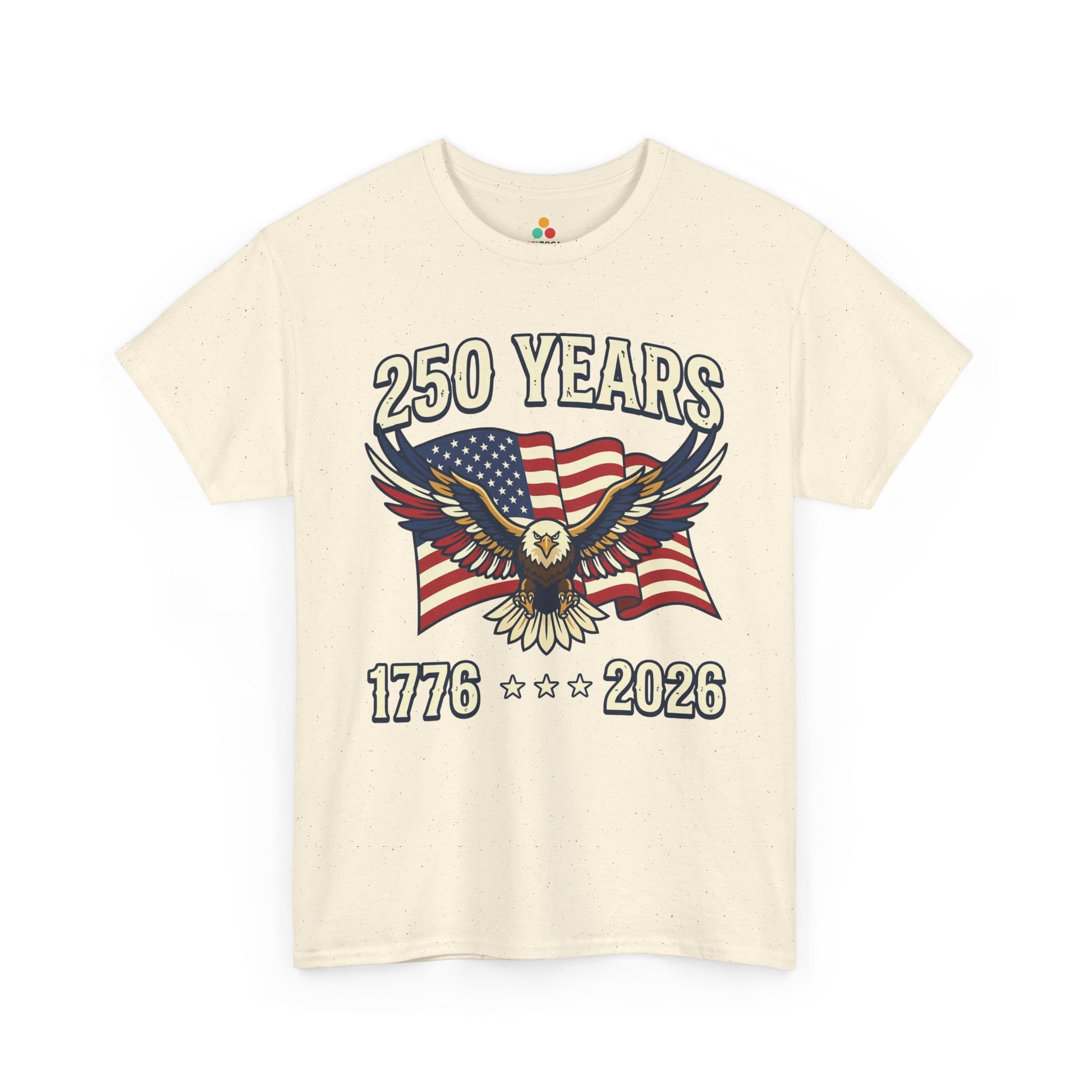 TEEZOCA American Flag Eagle Shirt t-shirt showing a flying eagle layered over a waving flag for 4th of July Graphic Tees shoppers.
