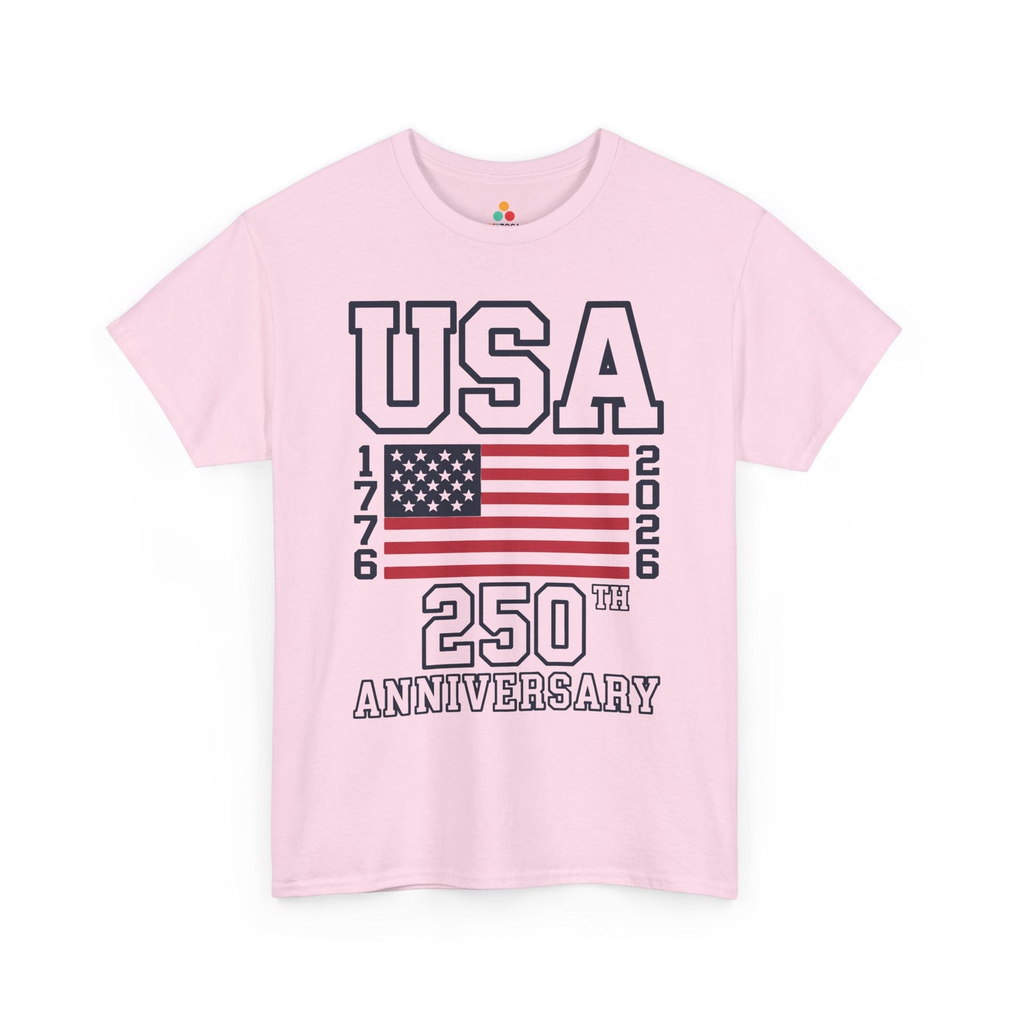TEEZOCA American Flag Shirt t-shirt design with 1776 on the left, 2026 on the right, and large 250th Anniversary lettering.
