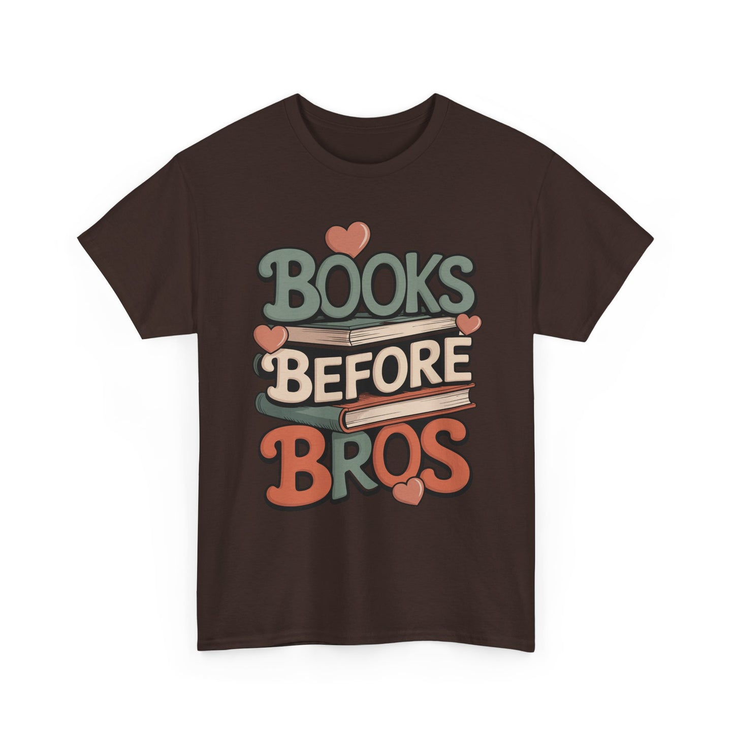 TEEZOCA Books Before Bros Unisex T-shirt with stacked book design Books Before Bros Unisex T-shirt for Book Lovers | TEEZOCA 