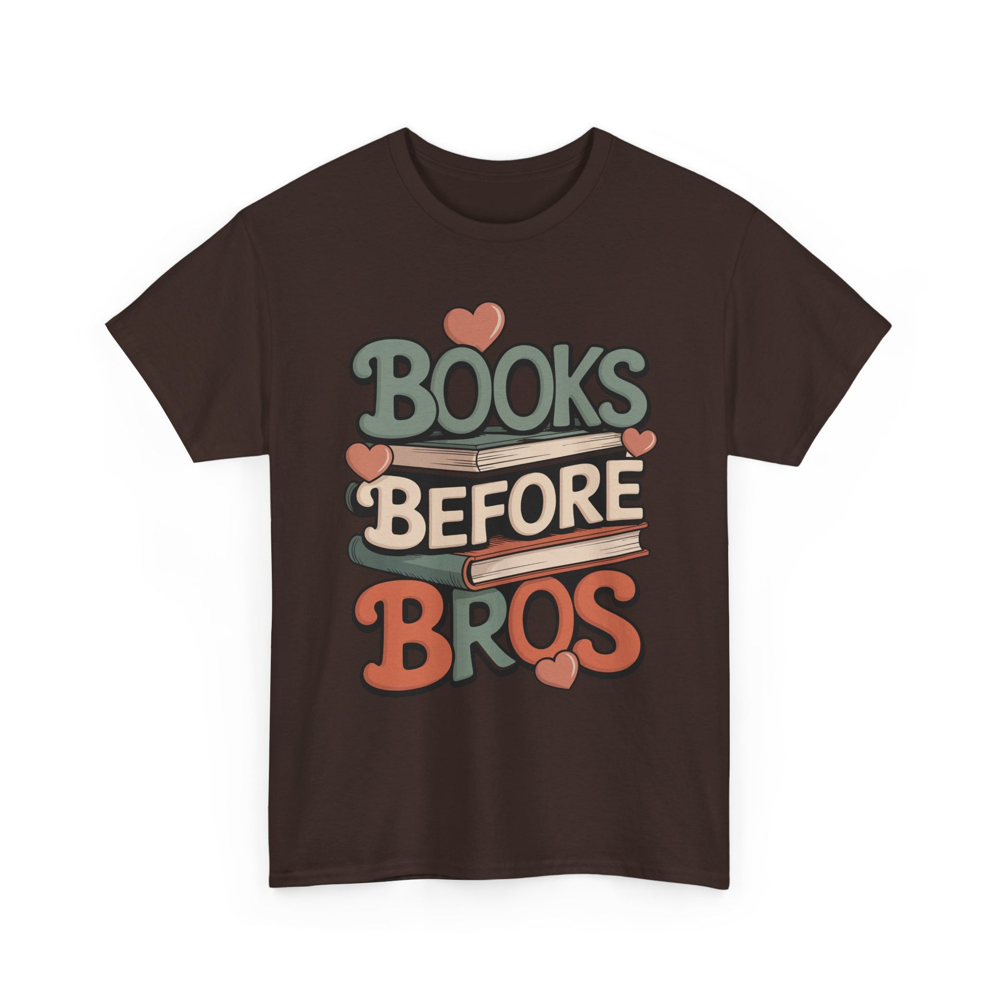 TEEZOCA Books Before Bros Unisex T-shirt with stacked book design Books Before Bros Unisex T-shirt for Book Lovers | TEEZOCA 