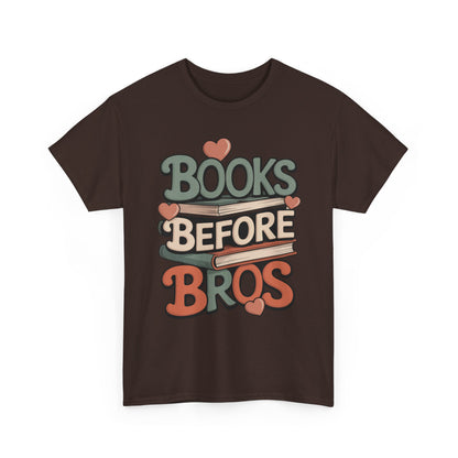TEEZOCA Books Before Bros Unisex T-shirt with stacked book design Books Before Bros Unisex T-shirt for Book Lovers | TEEZOCA 