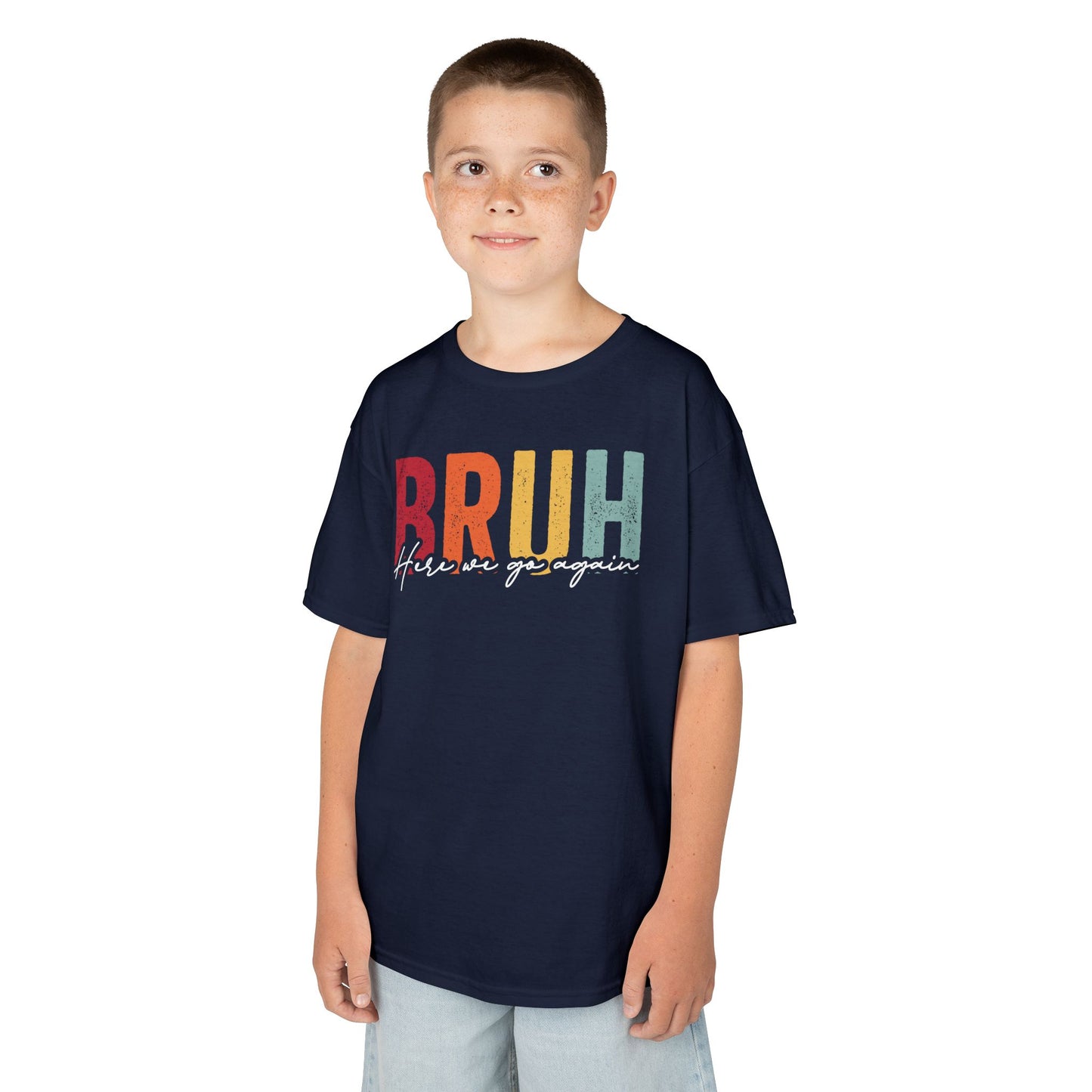 Bruh Here We Go Again Funny Retro Kids T-shirt | TEEZOCA 