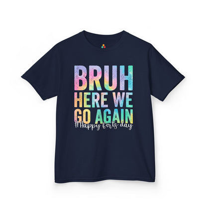 Bruh Here We Go Again Pastel Funny Kids T-shirt | TEEZOCA 
