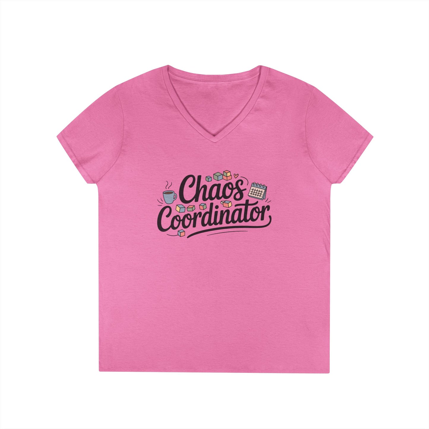 Chaos Coordinator Cute Minimalist Mom Life V-Neck T-Shirt for Women | TEEZOCA 
