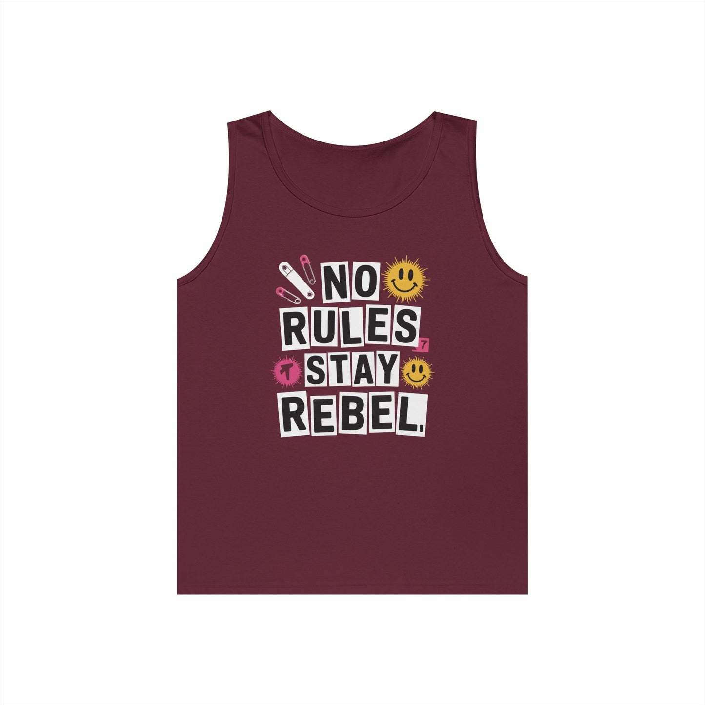 No Rules Stay Rebel Punk Collage Statement Unisex Tank Top Streetwear | TEEZOCA 