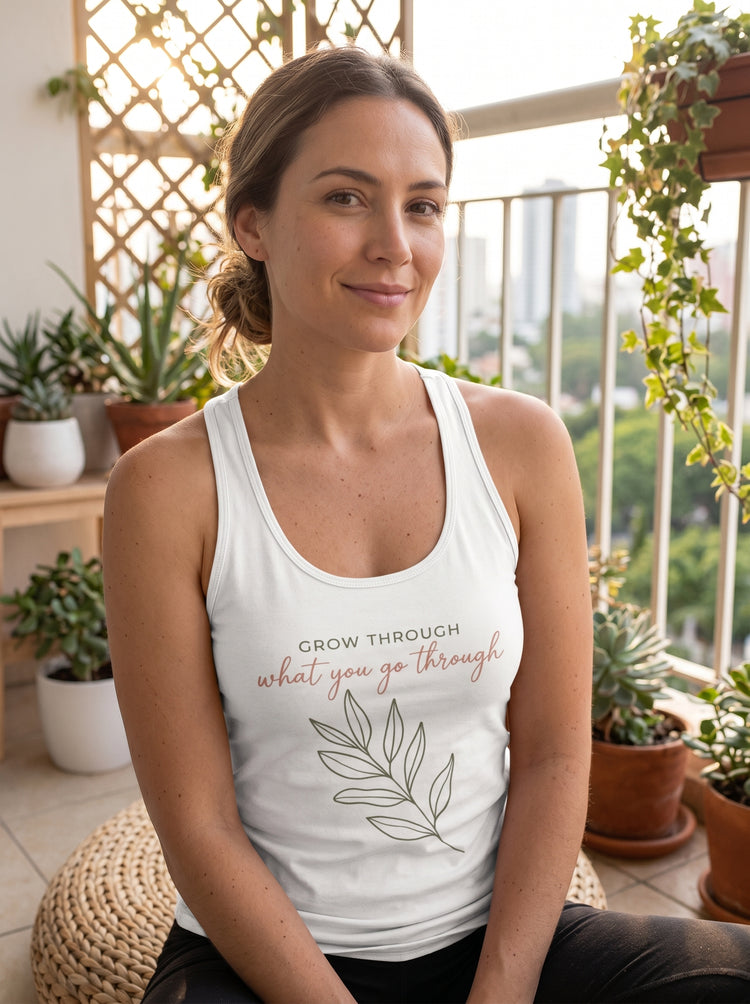 TEEZOCA grow through what you go through tank top close-up