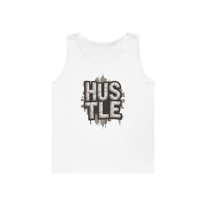 HUSTLE Cracked Street Typography Skyline Unisex Tank Top for Grind Mode | TEEZOCA 