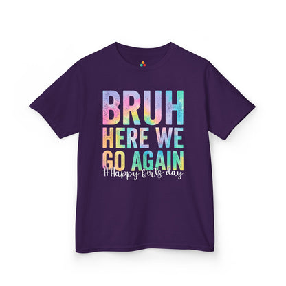 Bruh Here We Go Again Pastel Funny Kids T-shirt | TEEZOCA 