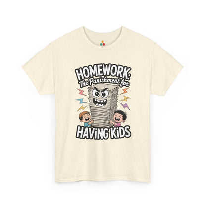 TEEZOCA Homework The Punishment Funny Dad T-Shirt – Sarcastic Parent Tee