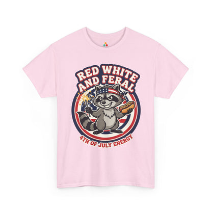 TEEZOCA Hot Dog Shirt t-shirt artwork with a cute raccoon holding a cookout snack beside a bright sparkler.
