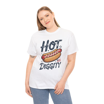 TEEZOCA Hot Dog Shirt t-shirt featuring a Hot Diggity Dog Shirt design for funny summer cookout outfits.
