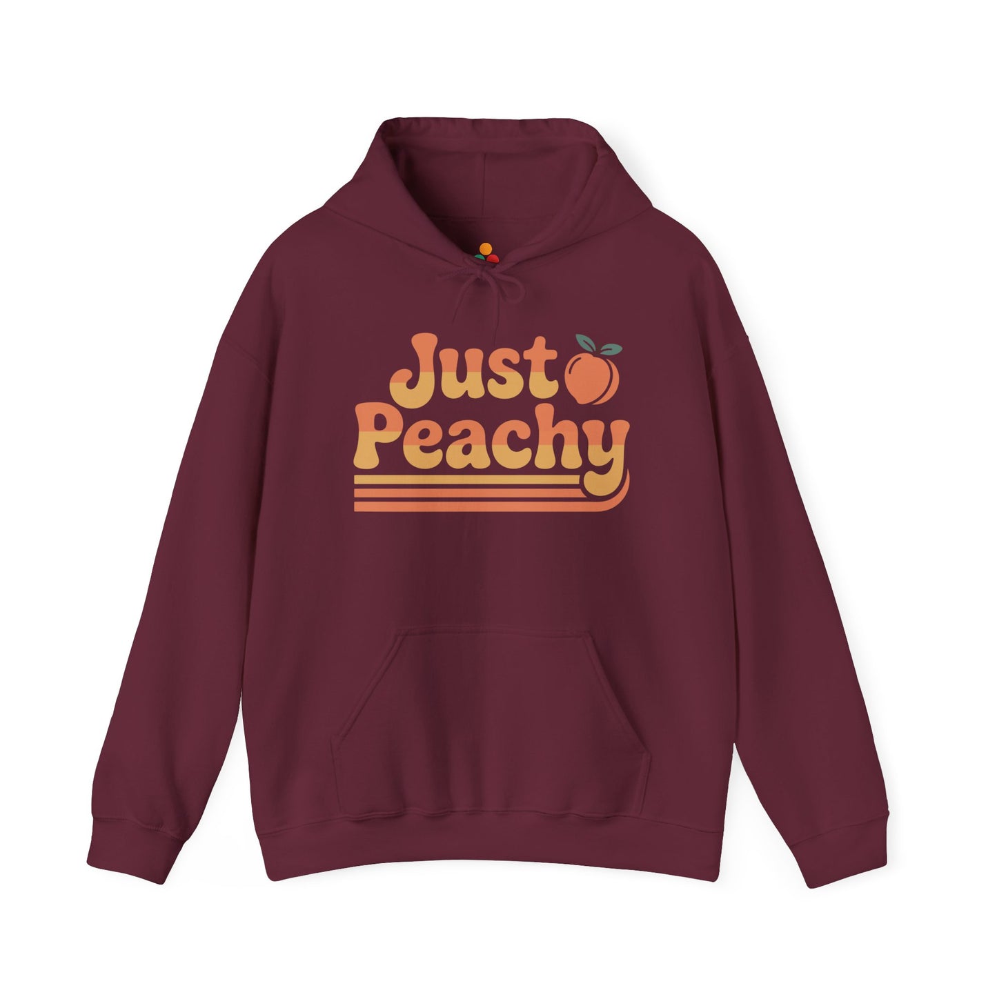 TEEZOCA Just Peachy retro typography Unisex Heavy Blend Hoodie