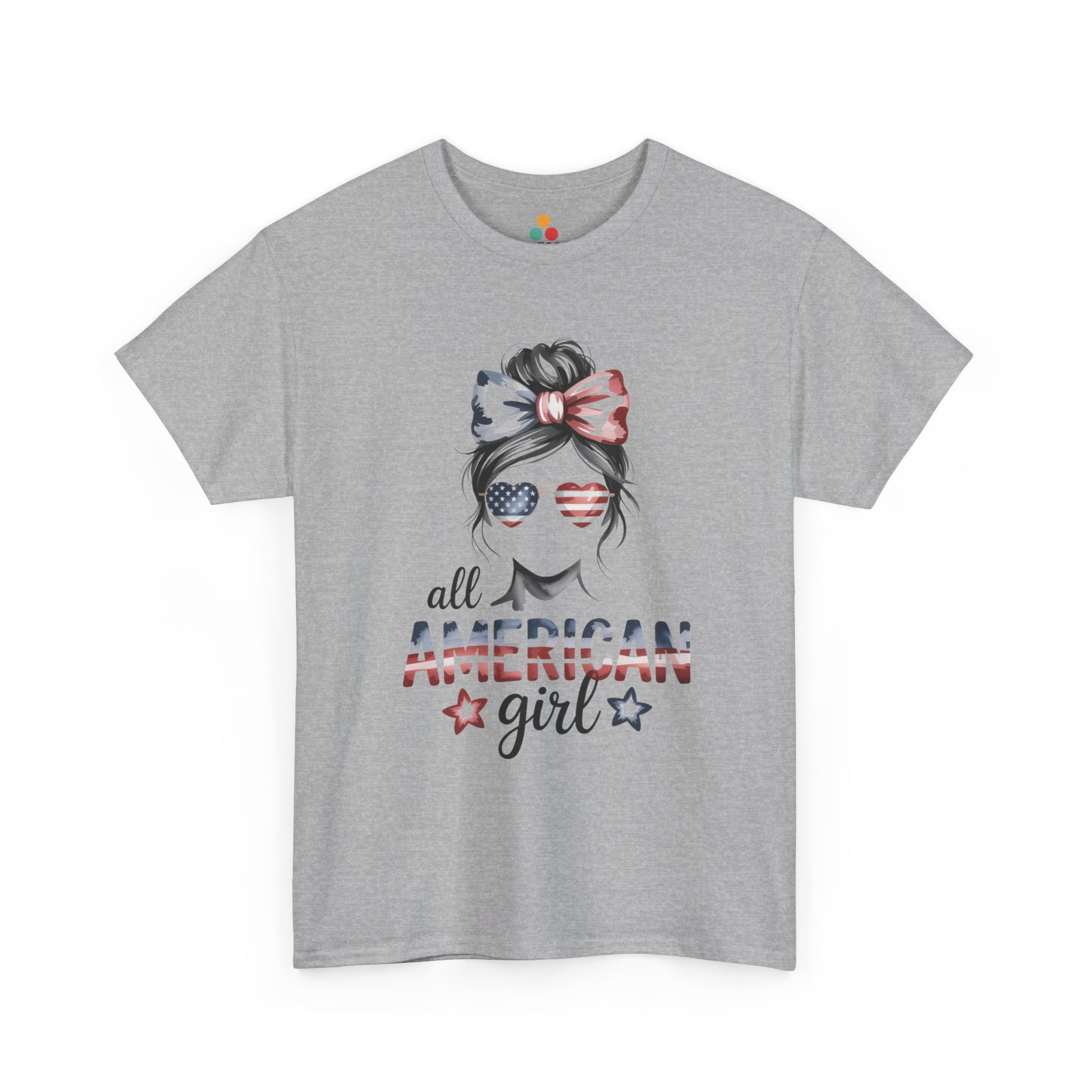 TEEZOCA Ladies American Flag Shirt t-shirt featuring soft patriotic artwork for cute outfits for Fourth of July.
