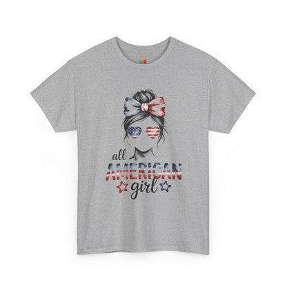 TEEZOCA Ladies American Flag Shirt t-shirt featuring soft patriotic artwork for cute outfits for Fourth of July.
