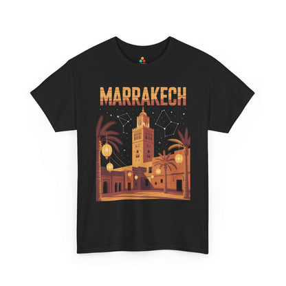 Marrakech Night Moroccan Medina Stars Unisex T-shirt Retro City Art | TEEZOCA 