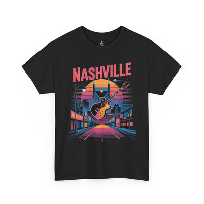 Nashville Music Street Guitar Sunset Retro City Unisex T-shirt | TEEZOCA 