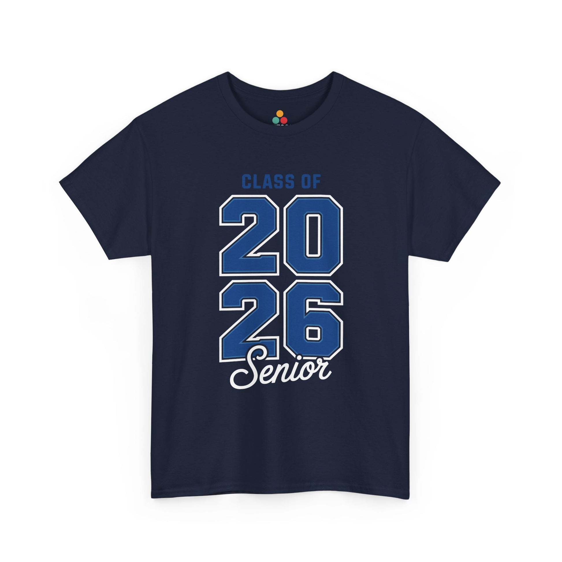 Navy TEEZOCA Class of 2026 Senior oversized numbers t‑shirt.
