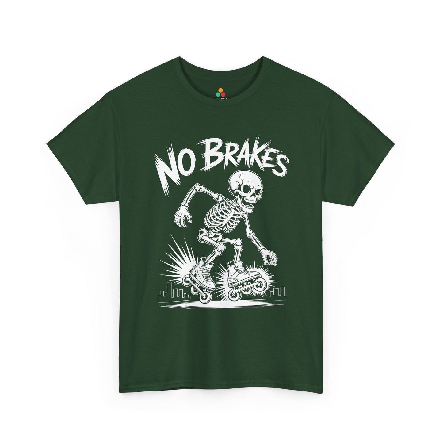 No Brakes Skeleton Skater Graphic Unisex T-shirt | TEEZOCA 