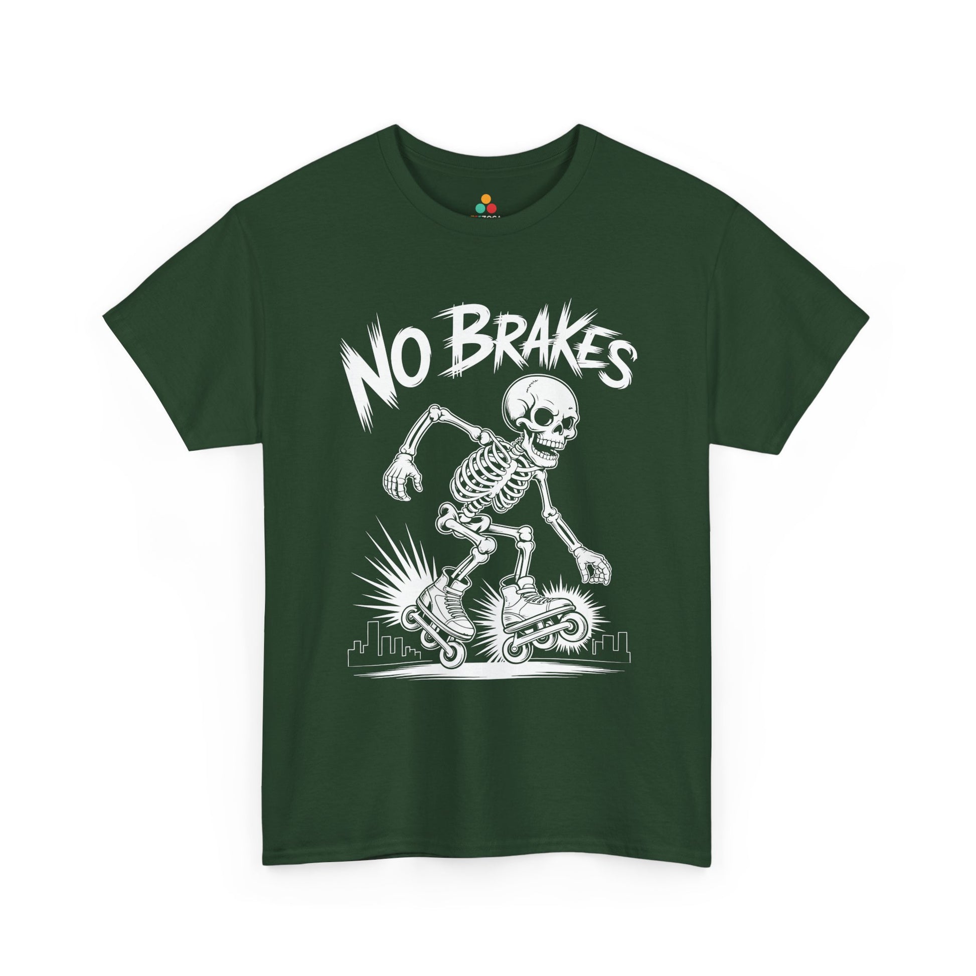 No Brakes Skeleton Skater Graphic Unisex T-shirt | TEEZOCA 