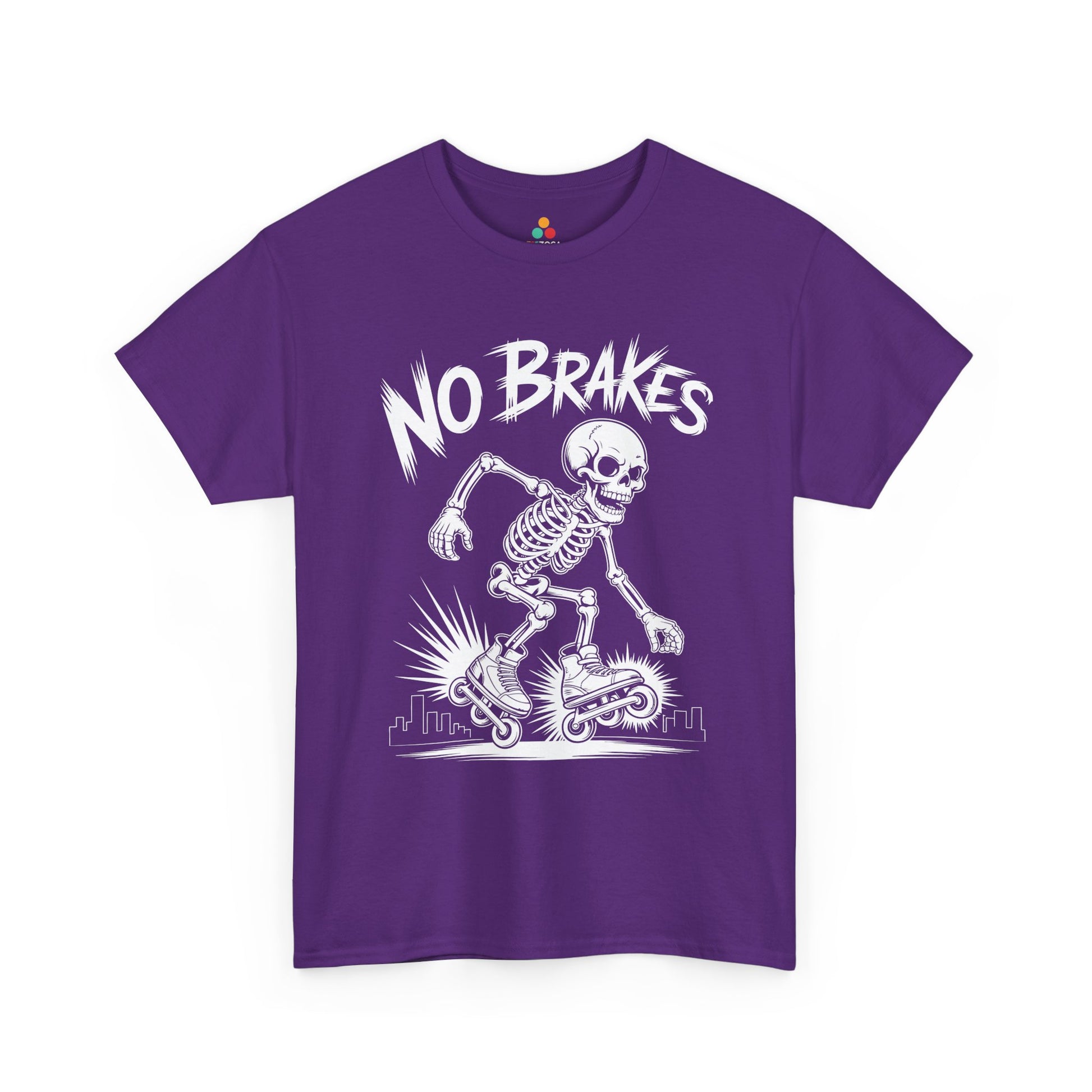 No Brakes Skeleton Skater Graphic Unisex T-shirt | TEEZOCA 