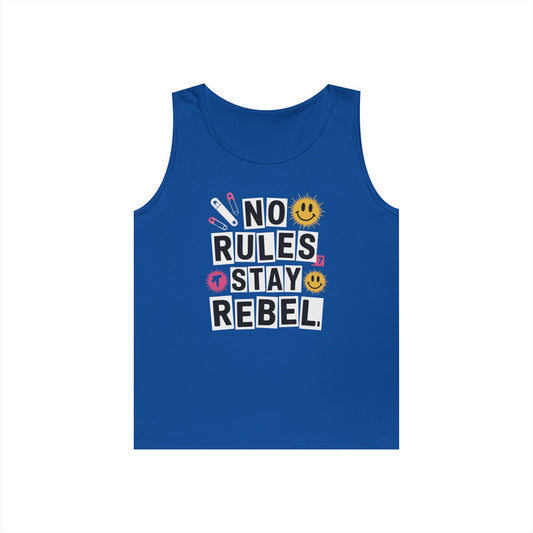 No Rules Stay Rebel Punk Collage Statement Unisex Tank Top Streetwear | TEEZOCA 