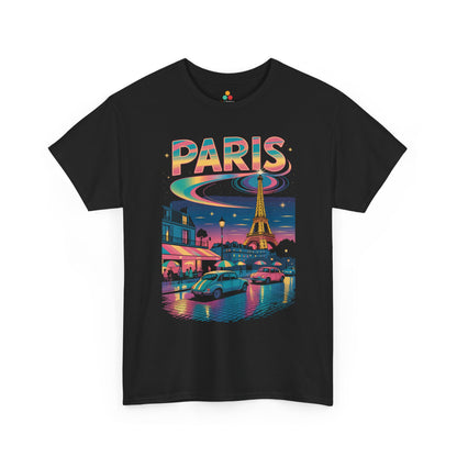Paris Neon Night Unisex T-shirt Eiffel Tower Streetwear City Art | TEEZOCA 