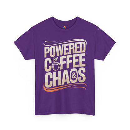 Powered by Coffee & Chaos Unisex T-shirt Funny Quote | TEEZOCA 