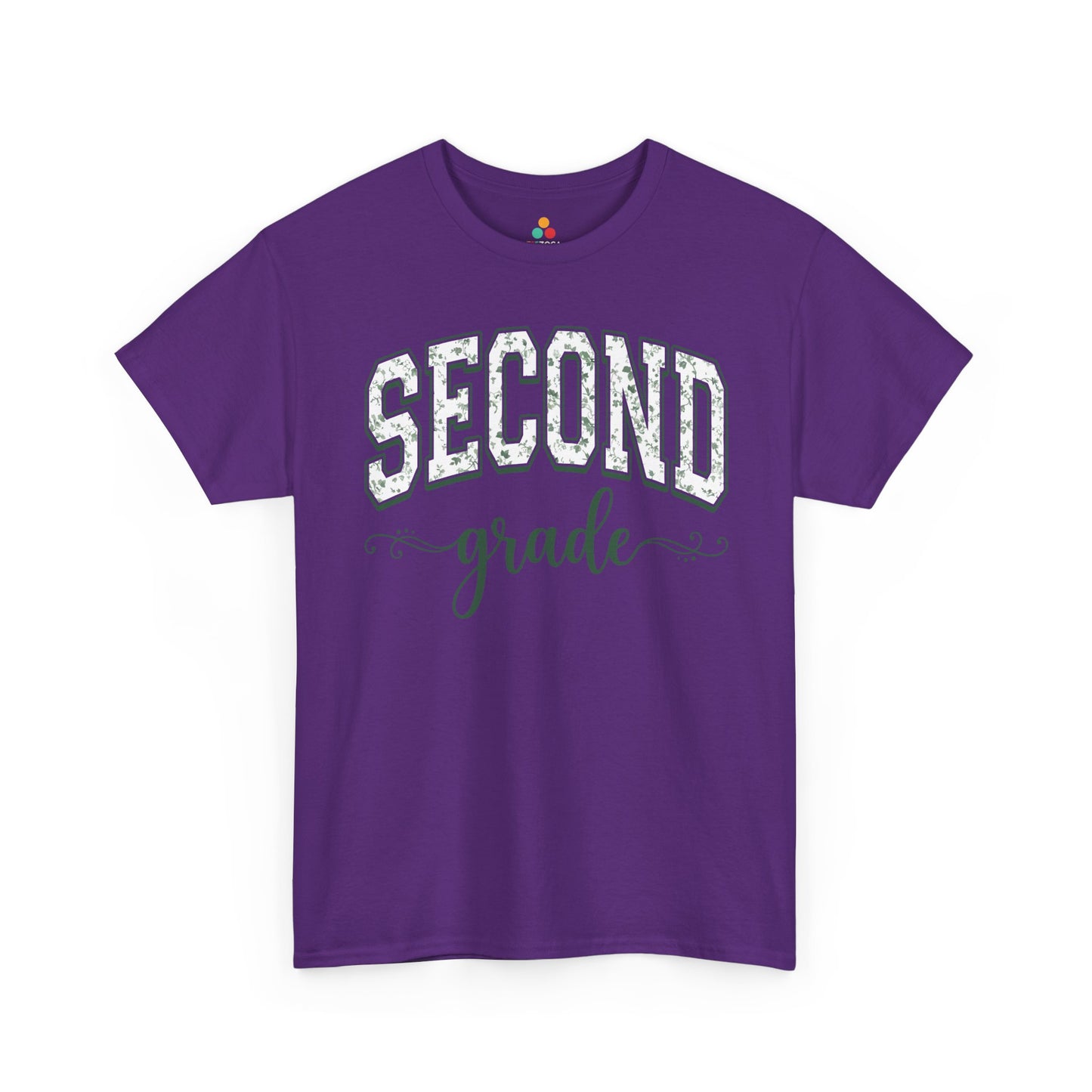 TEEZOCA Purple floral back to school t-shirt for second grade teachers and staff, an adult tee found on Amazon and Etsy.

