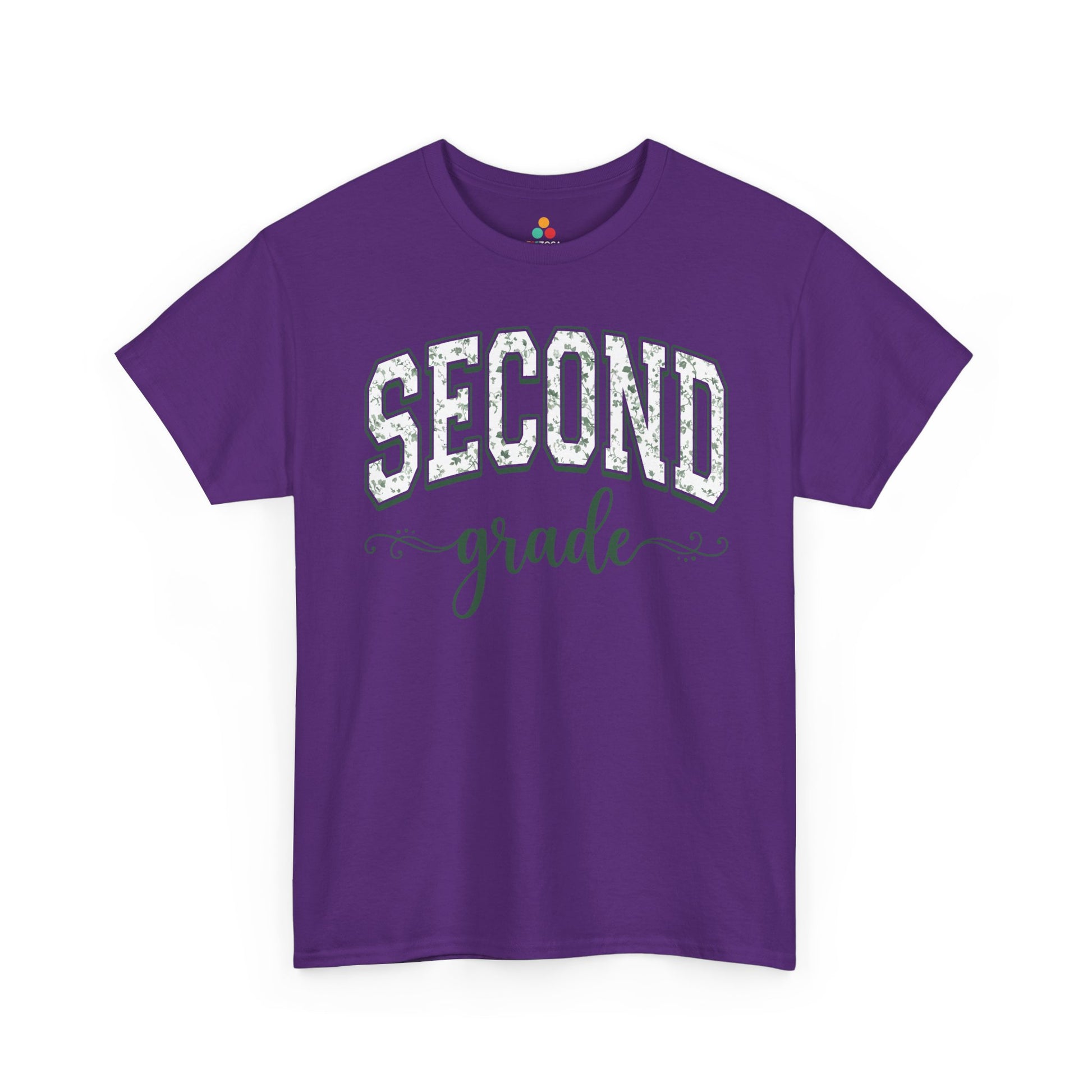 TEEZOCA Purple floral back to school t-shirt for second grade teachers and staff, an adult tee found on Amazon and Etsy.

