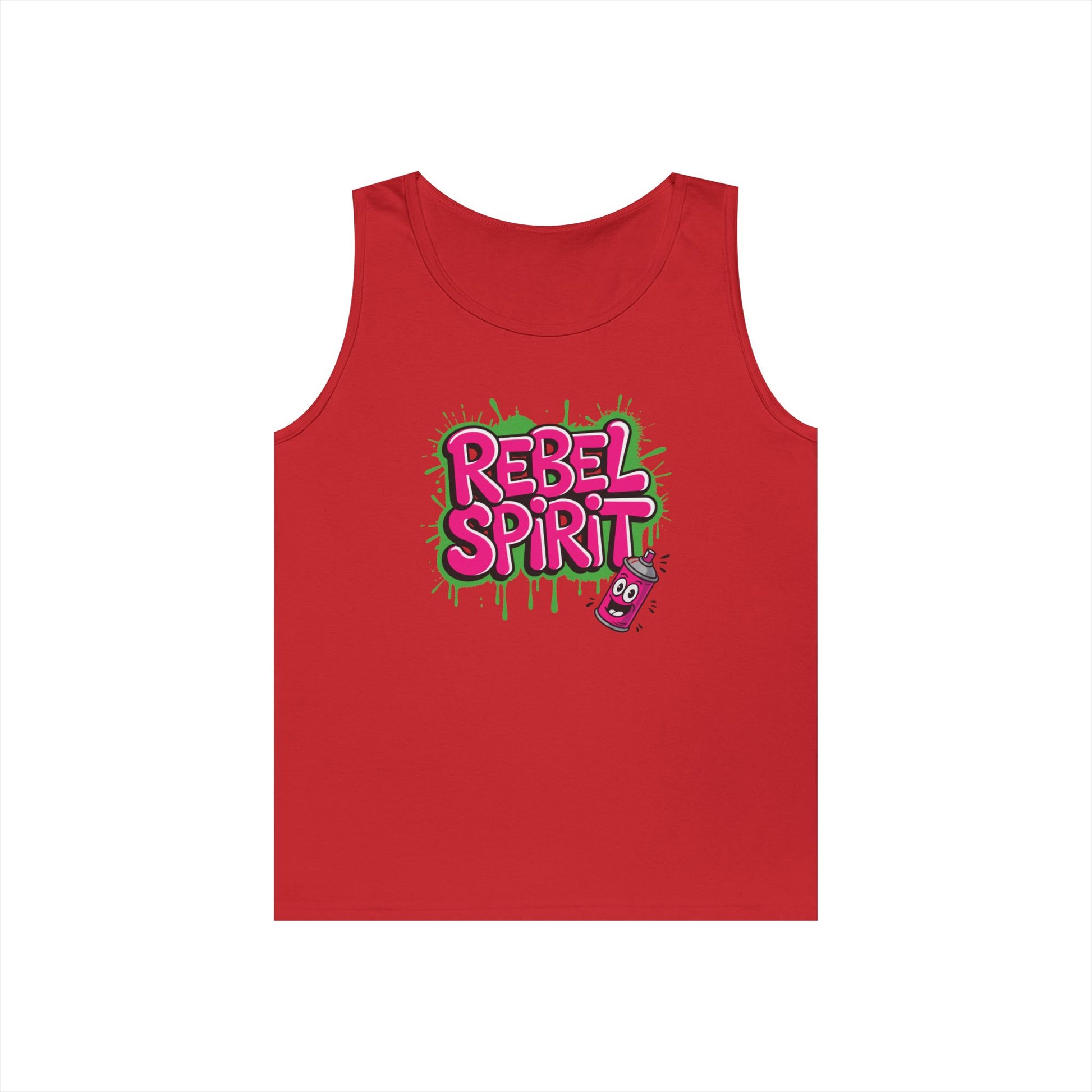 Rebel Spirit Graffiti Bubble Text Unisex Tank Top Streetwear Statement | TEEZOCA 