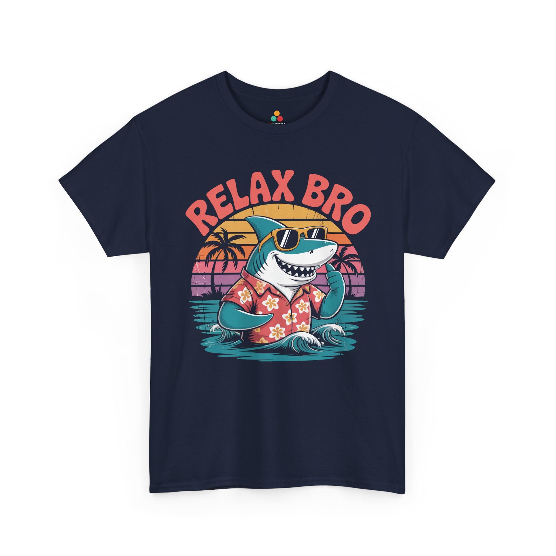 Relax Bro Retro Shark Sunset Vacation Unisex T-shirt | TEEZOCA 
