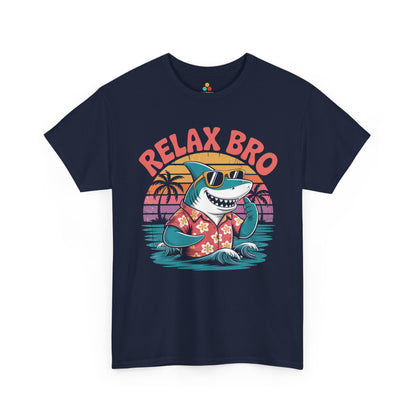 Relax Bro Retro Shark Sunset Vacation Unisex T-shirt | TEEZOCA 