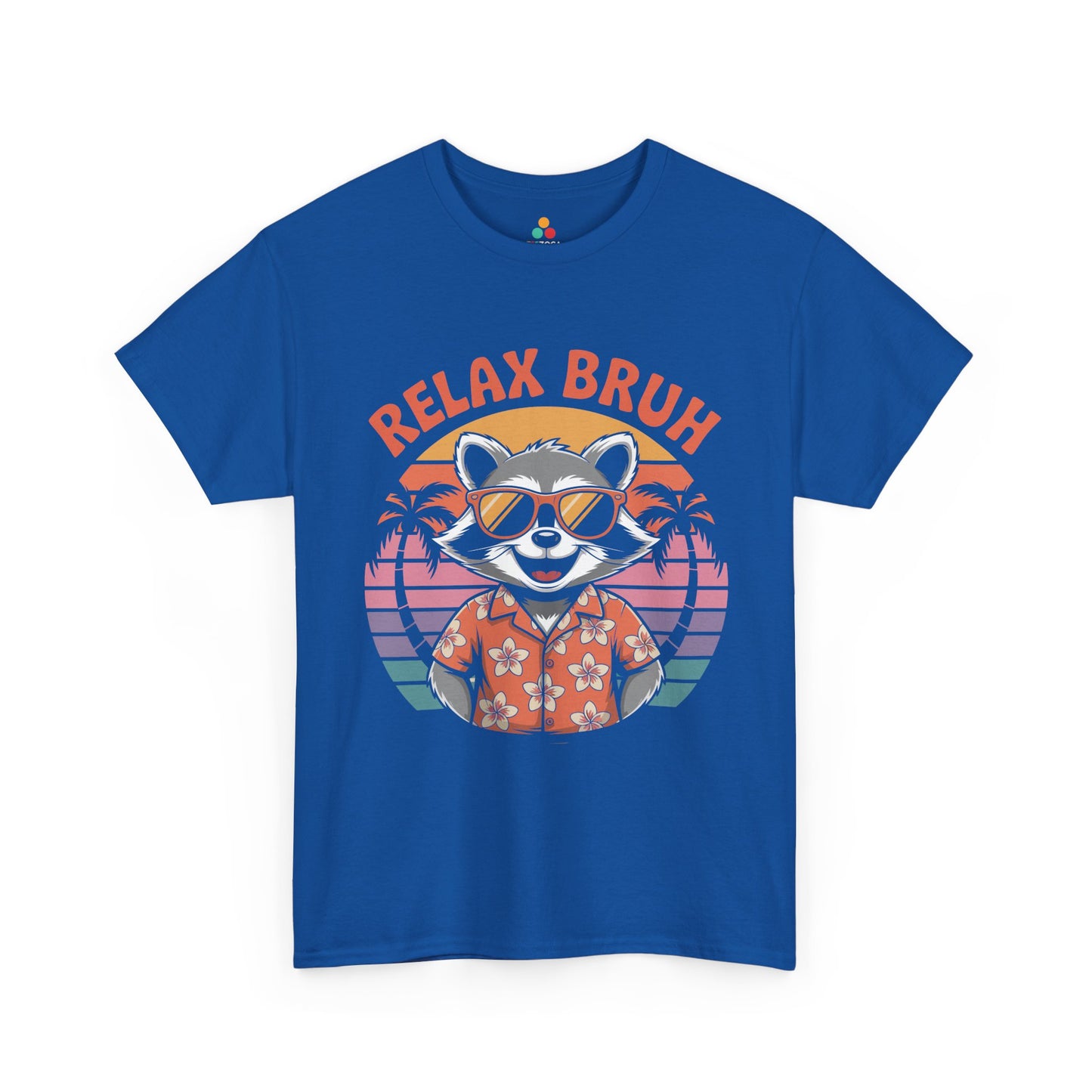 Relax Bruh Raccoon Retro Sunset Vacation T-Shirt | TEEZOCA 
