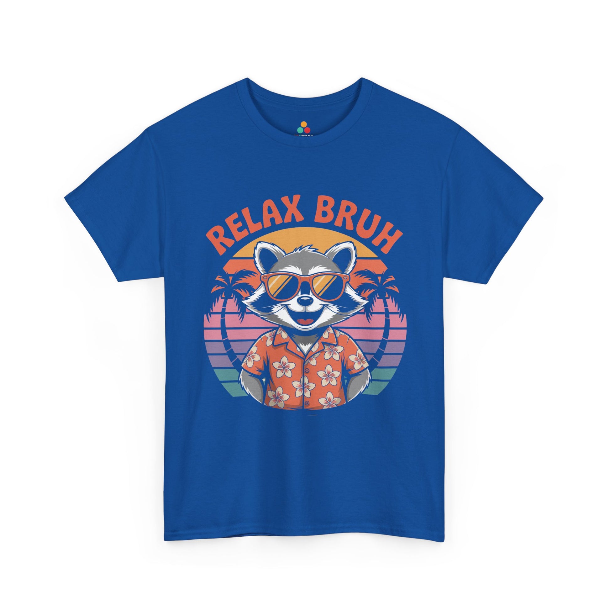 Relax Bruh Raccoon Retro Sunset Vacation T-Shirt | TEEZOCA 