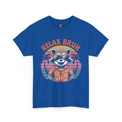 Relax Bruh Raccoon Retro Sunset Vacation T-Shirt | TEEZOCA 
