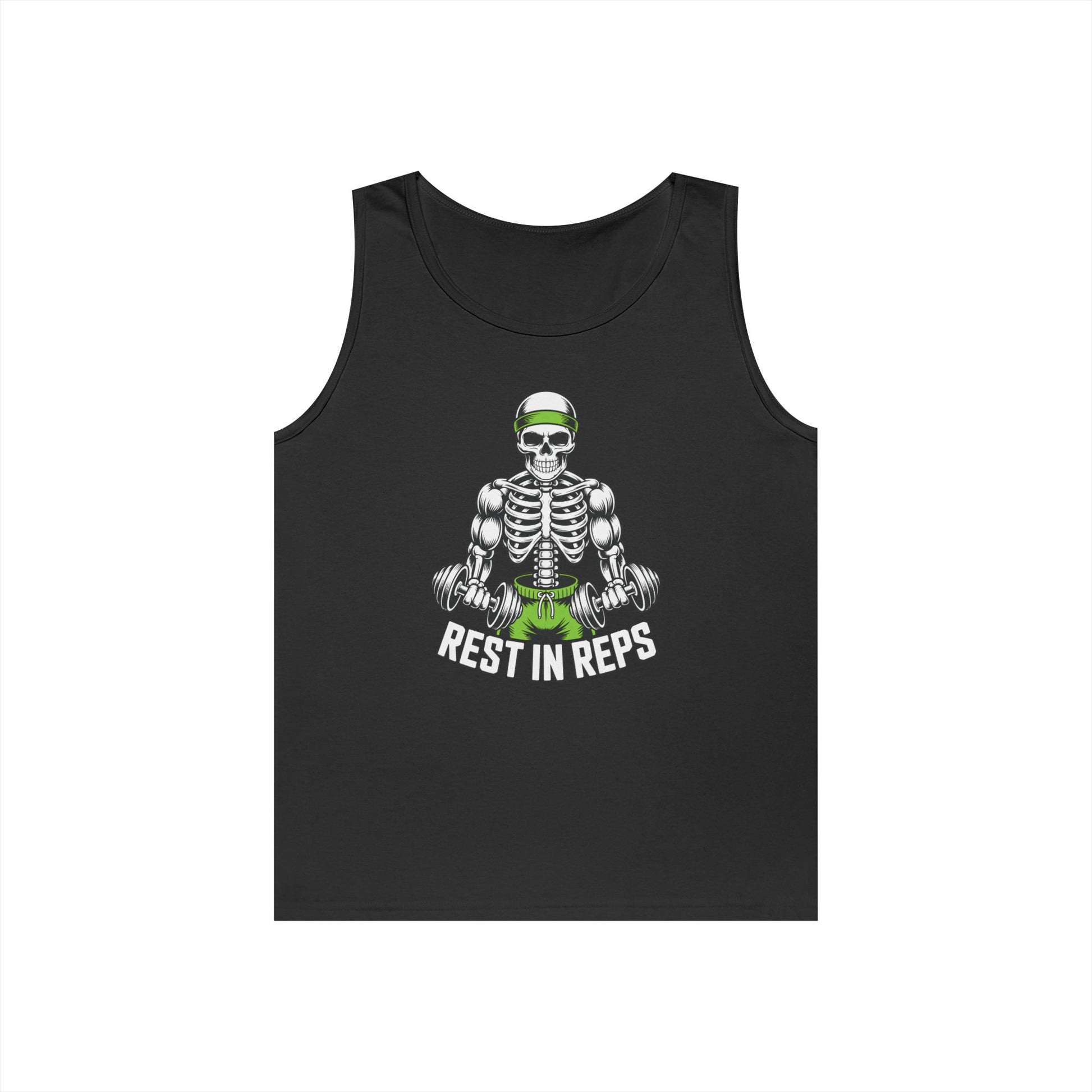 Rest In Reps Skull Gym Graphic Unisex Tank Top for Lifters and Hustlers | TEEZOCA 