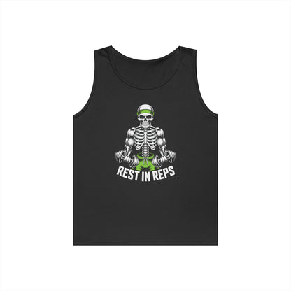 Rest In Reps Skull Gym Graphic Unisex Tank Top for Lifters and Hustlers | TEEZOCA 