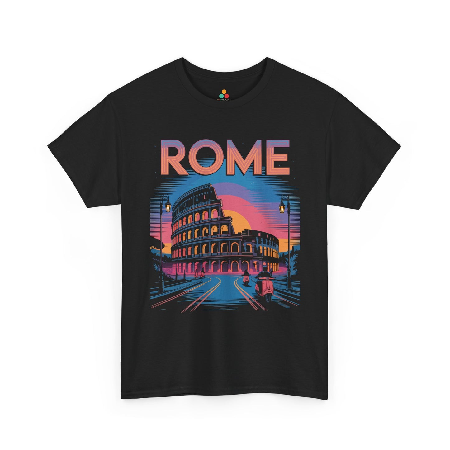 Rome Colosseum Sunset Scooter Street Retro City Unisex T-shirt | TEEZOCA 