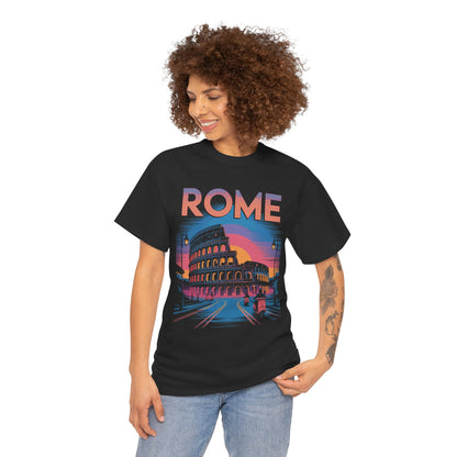 Rome Colosseum Sunset Scooter Street Retro City Unisex T-shirt | TEEZOCA 