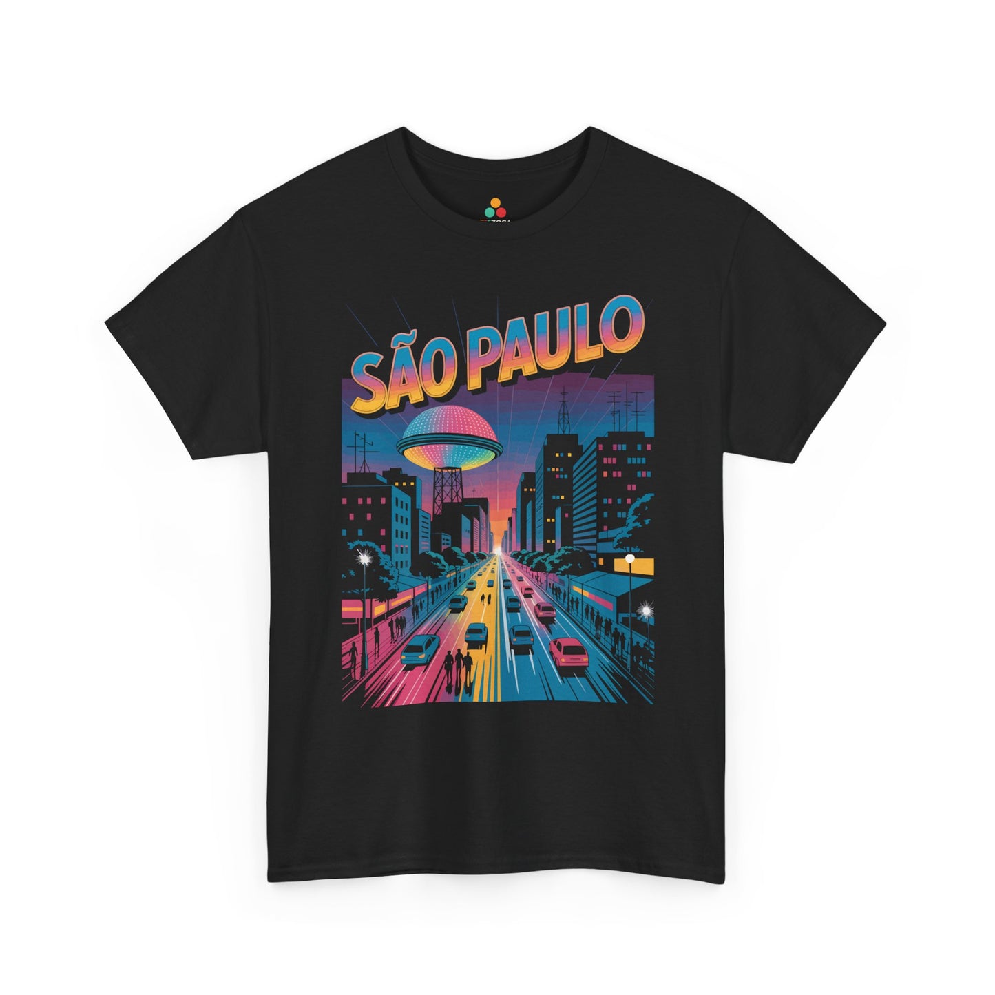 São Paulo Neon Cityscape Unisex T-shirt Urban Streetwear Travel Art | TEEZOCA 