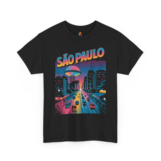 São Paulo Neon Cityscape Unisex T-shirt Urban Streetwear Travel Art | TEEZOCA 