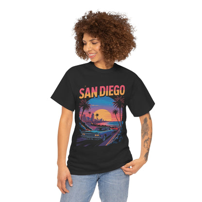 San Diego Sunset Coast Unisex T-shirt Retro Beach City Streetwear | TEEZOCA 
