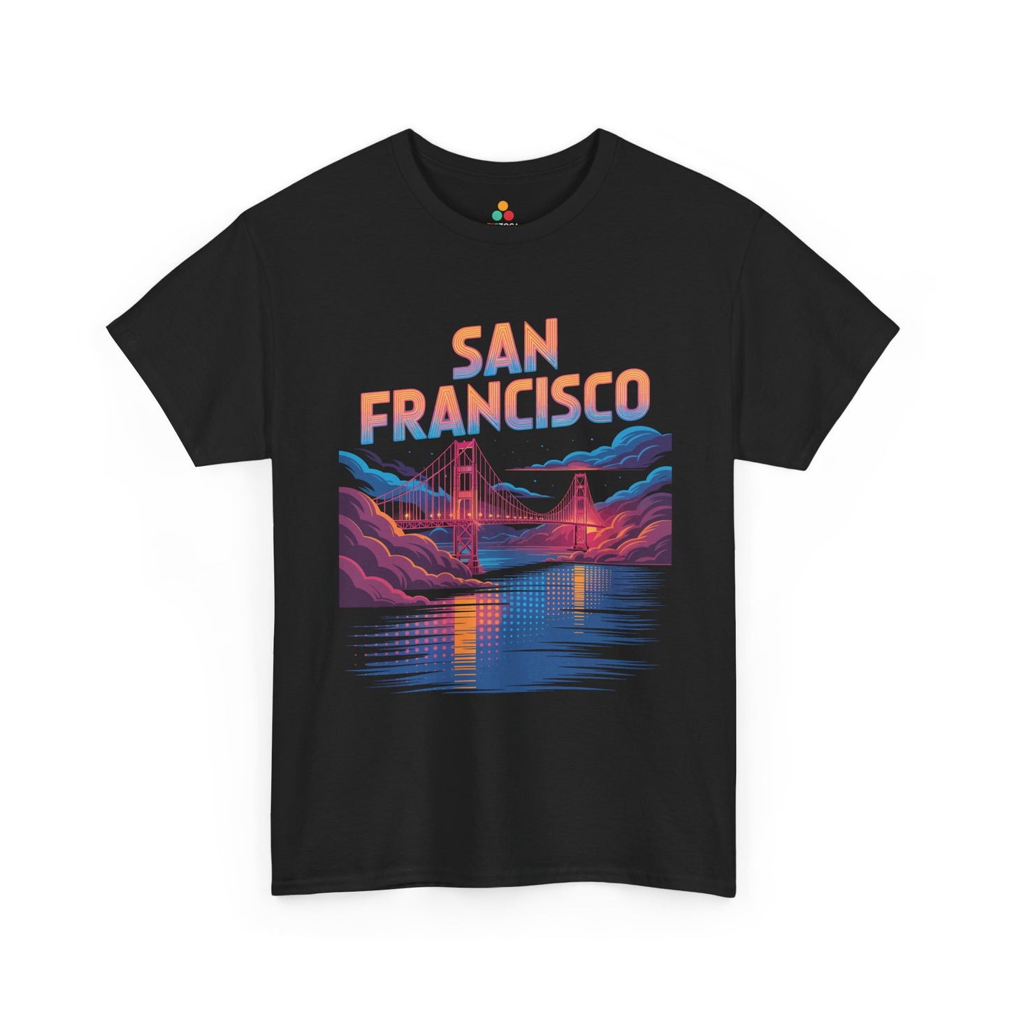 San Francisco Golden Gate Unisex T-shirt Neon Bridge City Art | TEEZOCA 