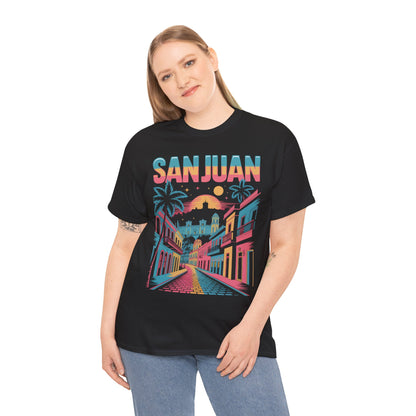 San Juan Retro Night Unisex T-shirt Caribbean City Streetwear Art | TEEZOCA 