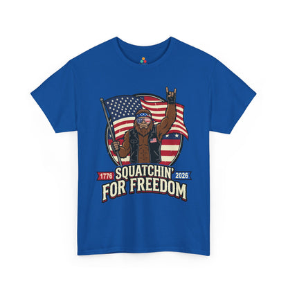 TEEZOCA Sasquatch patriotic shirt T-shirt made for riders, Bigfoot fans, BBQs, fireworks, and Independence Day parties.
