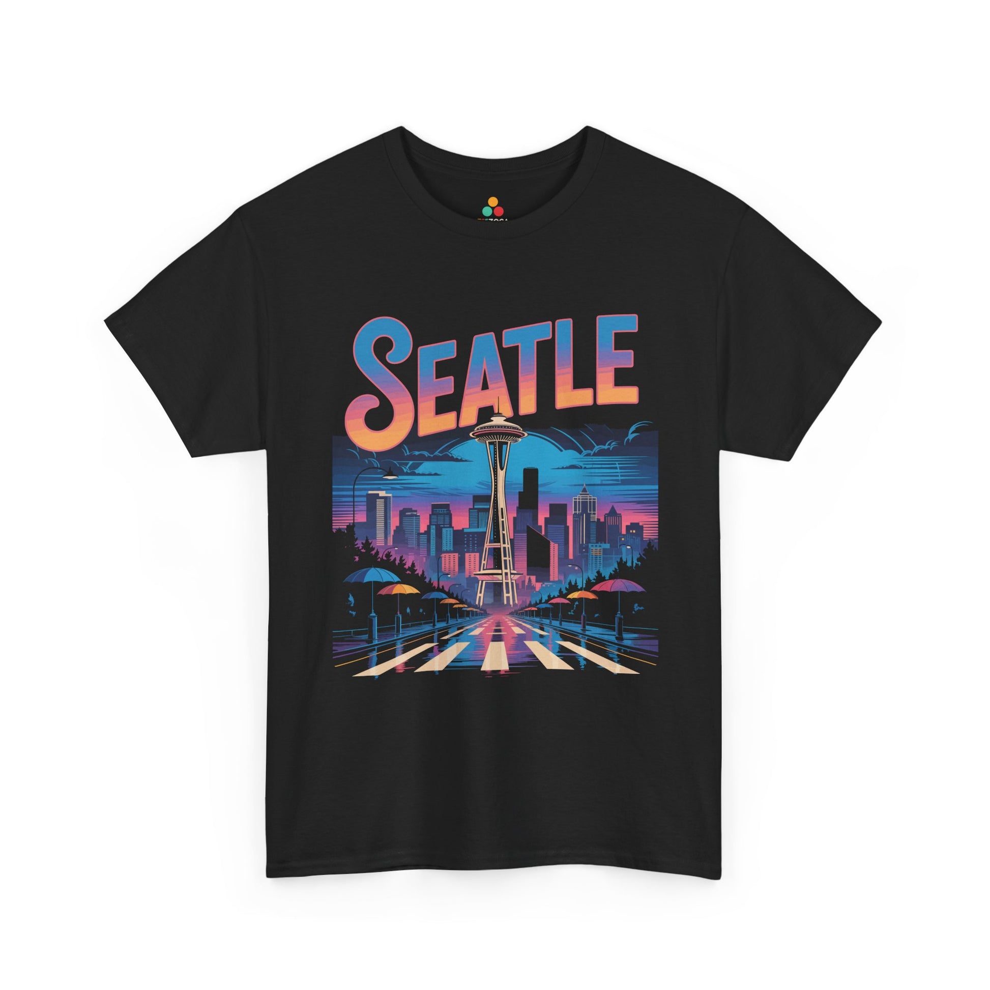 Seattle Space Needle Unisex T-shirt Neon Skyline Streetwear Art | TEEZOCA 
